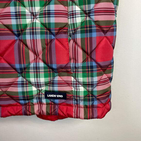 Lands End FeatherFree Quilted Insulated Puffer Vest Red Plaid Womens Plus 3X - Picture 6 of 14
